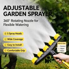Professional Multi-Hole Spray Watering Nozzle, 3-Head/5-Head Options, Garden Vegetable Patch Lawn Watering Tool, Fine Mist Uniform Irrigation, Water-Saving Efficient Durable, Essential Home Gardening Tool - View 2