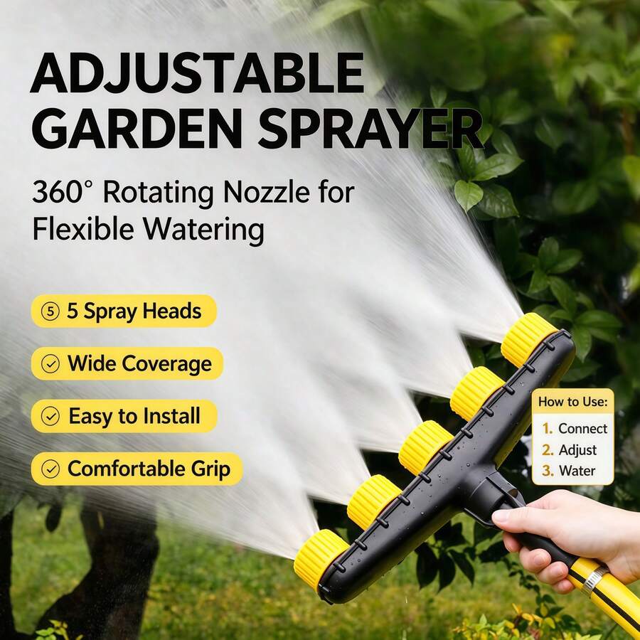 Professional Multi-Hole Spray Watering Nozzle, 3-Head/5-Head Options, Garden Vegetable Patch Lawn Watering Tool, Fine Mist Uniform Irrigation, Water-Saving Efficient Durable, Essential Home Gardening Tool