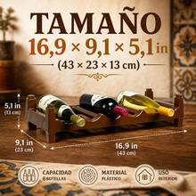 Modular Stackable Wine Rack For 6 Bottles, Brown PP Plastic Wine Rack With Non-Slip Wave Grooves, Storage Rack For Kitchen Countertop, Bar And Wine Cellar, Dimensions 43x23x13 Cm - View 10
