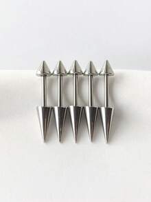 5Pcs/Set Stainless Steel Spike Ear Helix Piercing Earring Devil Ear Stack Cartilage Body Piercing Jewelry Punk Style - Silver - View 9