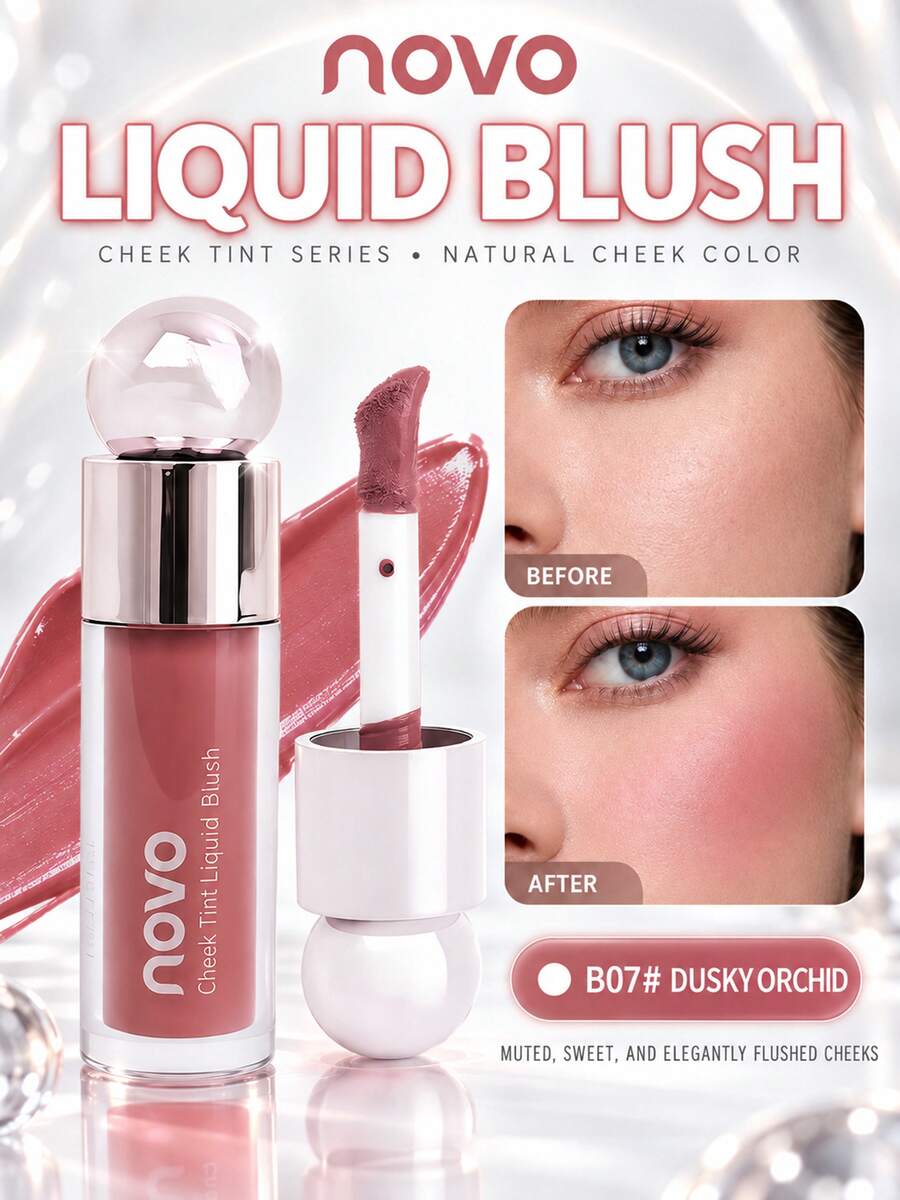 NOVO Liquid Blush Highlighter & Contour 3-In-1, Expanding & Shading Shades, Matte Nude Blush For Natural Pure Makeup, Suitable For Daily, Stage & Halloween Makeup, Gift For Graduation, Birthday & Holiday