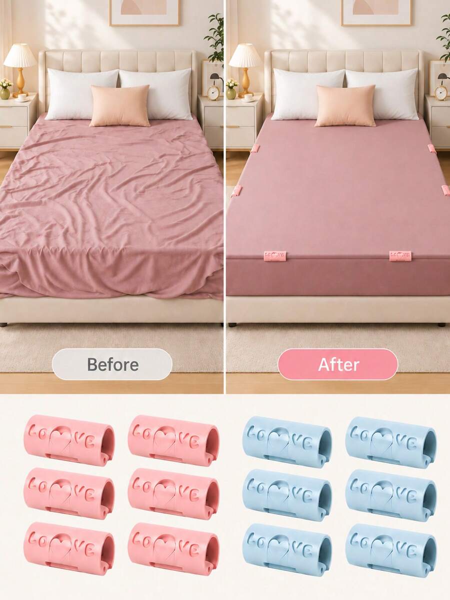 12pcs Modern Minimalist No-Needle Bed Sheet Clips, Upgraded Anti-Slip Anti-Shift Duvet Cover Fasteners, No-Needle Design No Piercing Bedding, Easy Installation, Helps Secure Bed Sheets, Duvet Covers, Quilts And Mattress Bedding, Reduces Slipping, Shifting And Mess Caused By Daily Tossing And Turning, Keeps Bed Flat And Tidy, Suitable For Single Bed, Double Bed, Dorm Bed, Children's Room Bed And Home Bedroom, Suitable For Daily Sleep And Napping