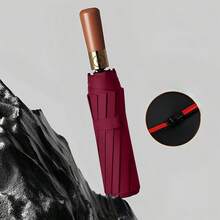 1pc Strong Wind Fully Automatic Folding Umbrella, Dual-Use UV Protection Sun Umbrella, Extra Large Size, Easy To Store, Unisex Sun And Rain Umbrella, Suitable For School, Office, Home, Travel And Outdoor, Lightweight And Portable, Back To School Essential - Faux Wood Handle Umbrella - View 22