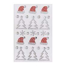 Christmas Gem Sticker Set, Self-Adhesive Rhinestone Appliques, Christmas Tree, Santa Hat, Snowflake, Star Patterns, Multi-Size Red, Green, Silver Holiday Crystal Rhinestones, Suitable For Christmas Cards, Gift Wrapping, Gift Bags, Gift Boxes, Holiday Christmas Parties, New Year Celebrations, Christmas Festivals And Various Holiday Art Decorations - Multicolor - View 13