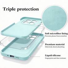 適用於 Redmi Note 15 Pro Plus 矽膠液態手機殼，柔軟親膚觸感，相容於 Note 14 Pro 5G、Note 13 系列、Note 12 系列、Note 11 系列，防震薄型保護殼 - 淡青色 - 查看 6