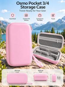 Osmo Pocket 3/4 Portable Storage Bag, Pink Hard Shell Vlogging Storage Bag With Wrist Strap And Carabiner, Waterproof Surface Travel Accessory Set - View 13