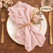 60pcs Grey Pink Gauze Napkins, Bohemian Style Gauze Fabric Napkins Bulk Pack, Washable, Suitable For Weddings, Receptions, Bridal Showers, Baby Showers, Birthday Parties, Banquets, Dates, Farmhouse Table Decor, Holiday Events, Party Tables And Home Decor - Gray Pink - View 16