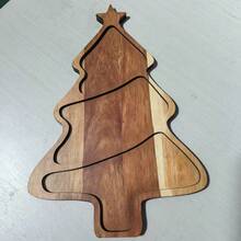 1pc Christmas Tree Shaped Wooden Divided Tray, Suitable For Christmas Party Decoration, Table Setting, Holiday Tabletop Display, Home Decor And Holiday Gift - Multicolor - View 5