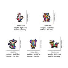 Cute Graffiti Animal Enamel Pin, Colorful Dog Rooster Elephant Cat Monkey Brooch, Cartoon Lapel Pin Badge For Backpack Jacket Hat, Gift For Art Lovers - Multicolor - View 12