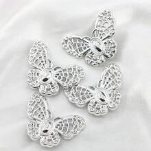 2 Pairs Vintage Hollow Rhinestone Butterfly Decor Detachable Ankle Boots Gothic Street Style Shoe Buckle DIY Modification Boots Ankle Boots Decoration - Silver - View 4