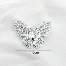 2 Pairs Vintage Hollow Rhinestone Butterfly Decor Detachable Ankle Boots Gothic Street Style Shoe Buckle DIY Modification Boots Ankle Boots Decoration - Silver - View 2