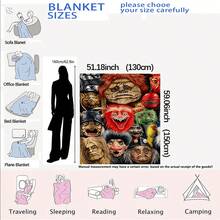 1pc Maze-Inspired Goblin Character Collage Print Flannel Throw Blanket, Fantasy Monster Portrait Soft Warm Blanket, Movie Fan Gift, Sofa Bed Home Decor - Multicolor - View 13