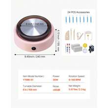 Mini Pottery Wheel, 158 Mm Turntable, Forward And Reverse Rotation, Adjustable Speed, Electric Clay Wheel For Kids And Beginners, With Shaping Tools, For Home DIY, Pottery Classes, Pink - Round,Pink - View 11