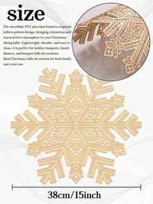 Tkvega • Home 2-12pcs Gold PVC Hollow Snowflake Placemat, Washable, Easy Clean, Non-Slip, Heat-Resistant, For Room Decor, Dining Table Decor, Home Decor, Suitable For Holiday, Party, Birthday, Wedding And Banquet - Multicolor - View 3