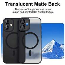 1 ốp lưng điện thoại nguyên bản sang trọng bán trong suốt, tương thích với iPhone 17 Air 15 16 14 13 11 12 18 Pro Max Plus, sạc không dây từ tính, bảo vệ ống kính, vỏ bảo vệ nhám, tương thích với Apple 16 17e 16e - màu đen - Xem 4