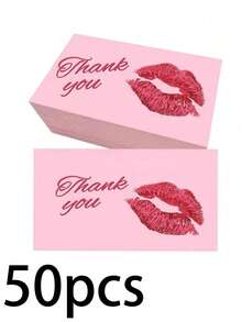 50pcs Gold Foil Thank You Cards, Business Decorative Sticker Labels, Gift Packaging Thank You Cards - Pink - View 4