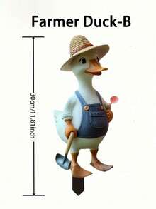 1pc Duck Shaped Garden Stake - 2D Printed, Battery/Power Cord Free, Cute Duck Design, Made Of Durable Acrylic, Suitable For Father's Day, Wedding, Holiday Outdoor Lawn Decor, Wedding Decor - Multicolor - View 14