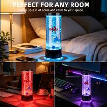 LED Aquarium Bubble Tube Light, USB-Powered Bubble Fish Lamp, Sensory Mood Night Light For Bedroom/Living Room/Party Decor Ideal For Aquatic Enthusiasts Simulation Fish Bubble Atmosphere Lamp - Multicolor - View 6