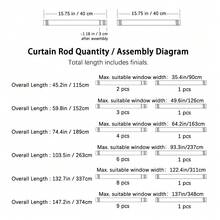 Black Metal Curtain Rod Set, New Bracket, Modern Round Ball Finial, Adjustable Length, Suitable For Window Width 1m, 2m, 3 Meters, Wall Mounted, Sturdy And Durable, Suitable For Bedroom, Living Room, Balcony, Hotel, Bar, Hostel. Economic Curtain Rod/Roman Rod - Black 1 Set - View 5