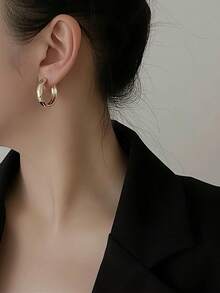 18K鍍金不鏽鋼耳環 | 20mm,中性飾品,適合日常、節日、度假、派對,送給她 - 金色 - 查看 5