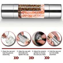 [Popular Choice]2-In-1 Manual Pepper Grinder And Salt Grinder Set, Adjustable Ceramic Spice Grinder, Stainless Steel Kitchen Tool - Black/Silver, Grinder Set, Kitchen Tool - Multicolor - View 9