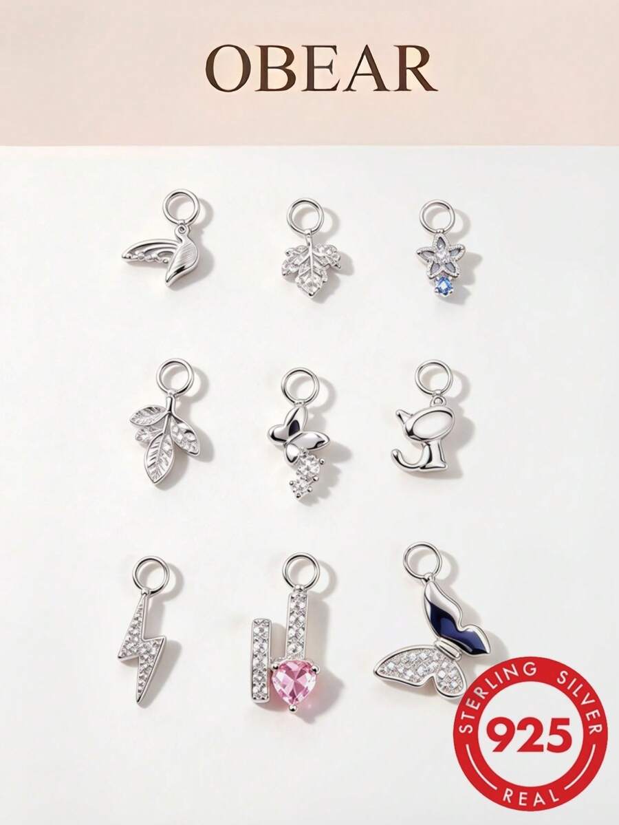 1pc S925 Sterling Silver Hot-Selling Luxury DIY Necklace Bracelet Earring Pendant Accessory, Elegant Gentle Versatile - Silver - View 1