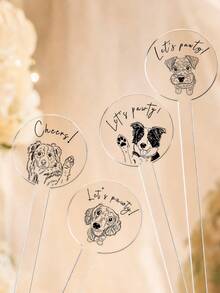 10/30/50/100pcs Customized Wedding Personalized Letter Stir Sticks | Party Decor, Transparent Acrylic Letter Customized Acrylic Stir Sticks - Multicolor - View 1