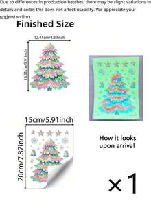 1pc Fluorescent Christmas Tree Sticker, Suitable For Christmas Party, Theme Party, Thanksgiving, New Year, Party Favors, Holiday Gatherings And Holiday Decorations - One Size Fits All - View 9