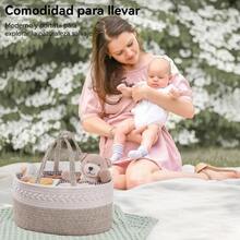 Organizador de Pañales para Bebé Tipo Canasta Portátil, Bolsa de Almacenamiento Multifuncional para Pañales, Toallitas y Accesorios Infantiles, Ideal para Casa y Viajes - marrón beige-02 - Ver 8