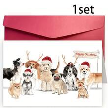 1pc Dog Theme Christmas Greeting Card With Matching Envelope, Warm Seasonal Note Card, Perfect Thoughtful Gift For Family And Loved Ones, Christmas Decoration And Valentine's Day Gift - Multiple Styles - View 12
