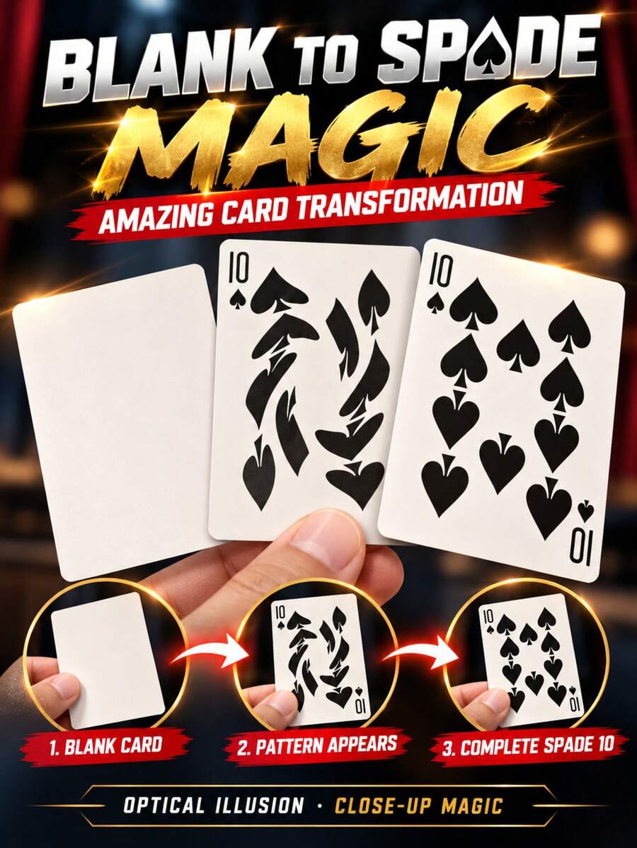 1 Set Blank To Printed Playing Cards Magic Trick, Amazing Card Printing Illusion, Visual Transformation Poker Magic Props, Close Up Magic For Adults, Street Magic Performance, Stage Show Accessory, Magician Gift, Christmas Gift, New Year Gift, Toys, Game