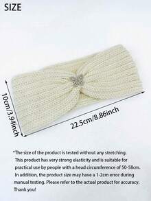 1PC Autumn/Winter Solid Color Warm & Breathable Bow Knitted Headband Hair Accessory Hairband Handmade Yoga Sports - As Shown - View 3