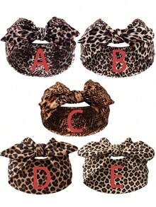 5PCS Women Large Bow Knotted Turban Headwrap, Mixed Leopard Pattern Soft Stretch Wide Headband, Boho Hair Band For Washing Face, Party & Travel - Multicolor - View 7