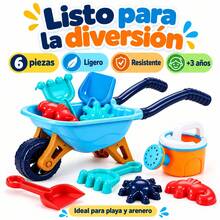 CAVUNEL Set de 6 juguetes de playa en bolsa de malla, diversión en la arena para niños - Azul - Ver 8