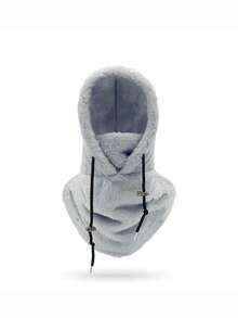 1pc Unisex Warm Windproof Winter Hat, Outdoor Fleece Cap, Windproof Drawstring Hat With Stitching Label Letter, Windproof Headwear, Suitable For Mountain Biking, Motorcycle Face Mask Hat, All-In-One Cold-Proof Scarf Hat, Essential For Motorcycle Riding - Multicolor - View 14