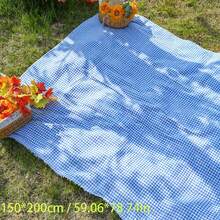 Blue & White Plaid Picnic Mat, Outdoor Cream Style Waterproof Camping Mat, Portable Foldable Grass Pad For Outings - Blue Plaid - View 11