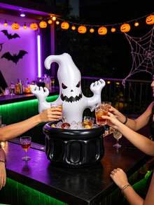 1pc Halloween Ghost Inflatable Decoration, Foldable Portable Beverage Cooler With Air Pump, Suitable For Halloween Party Outdoor Patio Decor, Atmosphere Creation Prop, Photo Backdrop Wall, Perfect For Halloween Theme Party Decoration - A - View 4
