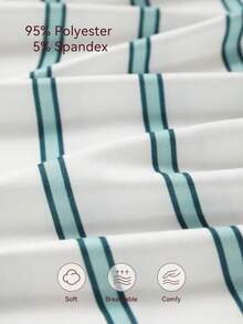 Gongdie 2 Pieces Women's Pajama Set,Fall Winter Soft Green Striped Loungewear With Pink Contrast Piping And Pockets - Mint Green - View 6