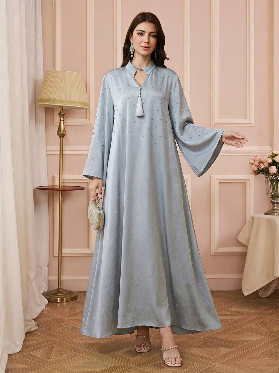 Solessence 女士缎面钻石奢华卡夫坦连衣裙