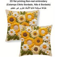 2pcs Sunflower Floral Pattern Single-Sided Printed Pillow Covers, Soft & Comfortable Polyester Cushion Cases, 45 X 45 Cm, With Zipper Closure, Machine Washable, Suitable For Home Decor, Sofa, Bedroom, Outdoor Etc. (Without Pillow Insert) - Multicolor - View 10