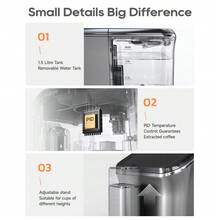 HiBREW H16 Fully Automatic Coffee Machine, Touch Panel Control, Simple And Smart Operation, Customizable Settings, Detachable Parts For Easy Cleaning, Adjustable Stand To Fit Various Cup Heights, 1.5L Large-Capacity Detachable Water Tank, Supports 6 Flavors - EU F Type Plug(220-240V) - View 9
