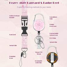 Fashionable Sliding Badge Holder, Knotted Pattern Plastic Card Sleeve With Retractable Badge Reel And Detachable Lanyard Vertical Card Protector, Suitable For Office Workers, Teachers, Women, Nurses Office Gifts - Tie Style - View 4