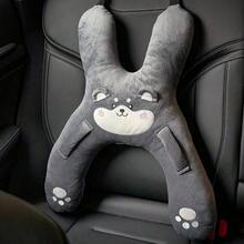 1pc Cute Cartoon Animal Car Travel Pillow, Soft Plush Head And Neck Support Pad, Adjustable Hand Strap Pillow, Car Seat Rest - Multicolor - View 12