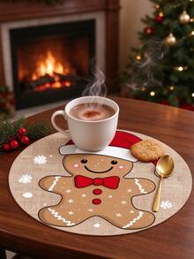 1/4pcs Pink Santa Claus Placemats, Pink Floral Pine Branch Christmas Decor, Round Table Mats, Non-Slip Washable, Suitable For Home Decor, Daily, Holiday, Kitchen, Banquet, Party And Christmas Table Setting - Desktop Ornaments - View 12
