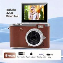 4K HD Vlog Digital Camera With 32GB Memory Card, 50MP, 16X Optical Zoom, Auto Focus And Image Stabilization, Portable Compact Lightweight Body, Beginner Camera Suitable For Teens, Students, Adults, Family Outings, Travel Recording, Daily Portrait Photography, Includes 32GB Memory Card, Full Gift Set With Card Reader, Creative Stickers, Anti-Loss Lanyard, Charging Cable, Ideal Birthday And Holiday Gift, Easy Operation, Capture Beautiful Moments Of Life - View 15
