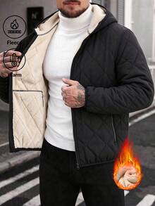 Men's Winter Warm Crew Neck Sweatshirt, Solid Color Minimalist Basic Long Sleeve Pullover, Thickened Warm Lining, Loose Fit, Elastic Ribbed Cuffs, Soft Skin-Friendly Heat Retention And Cold Protection, Suitable For Daily Wear, Outdoor Activities, Commuting And Casual Occasions, Also A Thoughtful Winter Gift For Husband, Father And Friends - Black - View 1