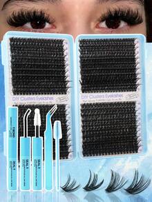 720/666/648pcs D-Shape Faux Mink False Eyelash Set, Includes Glue, Sealer, Tweezers, Eyelash Brush, Suitable For Beginners DIY, Creates Natural Soft Makeup Effect, High Density Fluffy Reusable, Portable, Suitable For Various Eye Makeup, Easy To Use - Multicolor - View 8