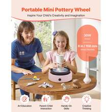 Mini Pottery Wheel, 158 Mm Turntable, Forward And Reverse Rotation, Adjustable Speed, Electric Clay Wheel For Kids And Beginners, With Shaping Tools, For Home DIY, Pottery Classes, Pink - Round,Pink - View 2