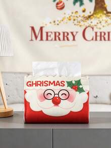 1pc Festive Holiday Style Fabric Tissue Box Cover, Rectangular Pouch Shape, Top Opening Design For Easy Tissue Access, Christmas Decorative Tissue Holder, Perfect For Tabletop Decor, Christmas Gift, Christmas Party Supplies, Winter Home Decoration - Multicolor - View 14