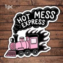1/2/5入 Hot Mess Express 粉色火車貼紙，趣味搞怪乙烯基貼紙，適用於計畫本、日記本與筆電，可愛正向設計，適合冥想、身心健康愛好者與書迷，藝術風正向肯定貼紙 - 彩色 - 查看 11